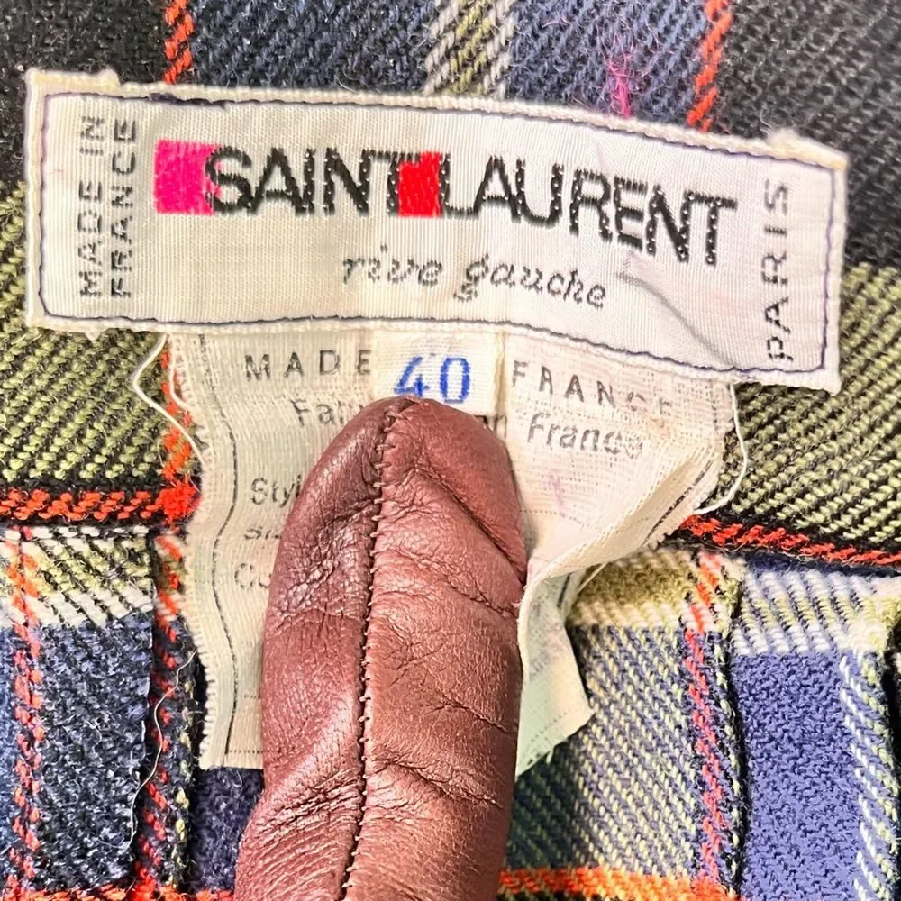 Vintage Saint Laurent Plaid Pleated Skirt Green, Blue, Black, Red - Size Euro 40